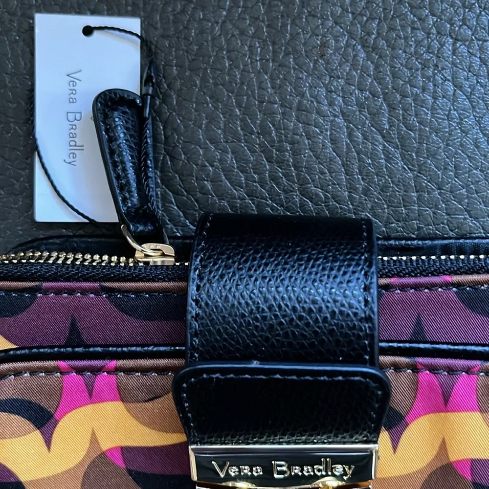 Vera Bradley Pushlock wallet in modern lights with black leather trim